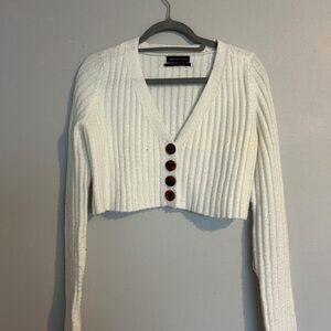 Urban Outfitters White Ribbed Cardigan
